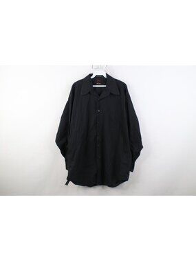 Vintage 90s FUBU Mens Large 16 32/33 Faded Spell Out Collared Button Shirt Black